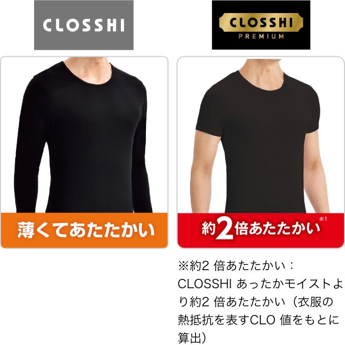 CLOSSHI 薄くてあたたかい CLOSSHI PREMIUM 約2倍あたたかい