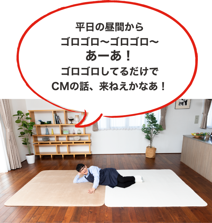 平日の昼間からゴロゴロ〜ゴロゴロ〜あーあ！ゴロゴロしてるだけでCMの話し、来ねえかなあ！