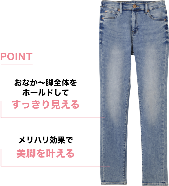 POINT おなか〜脚全体をホールドして すっきり見える メリハリ効果で 美脚を叶える